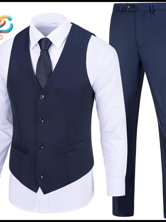 Other - Slim Fit Suit Set Vest and Pants Formal Wedding Prom Business